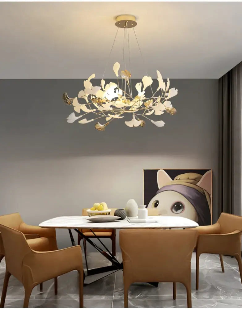 DecorBites™ Modern Ginkgo Leaf LED Chandelier Dining Room Lighting