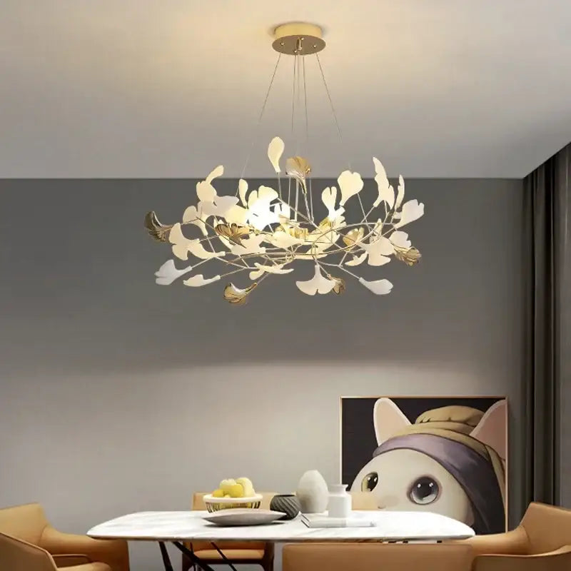 DecorBites™ Modern Ginkgo Leaf LED Chandelier Dining Room Lighting
