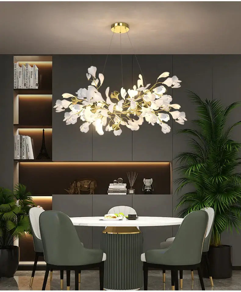 DecorBites™ Modern Ginkgo Leaf LED Chandelier Dining Room Lighting