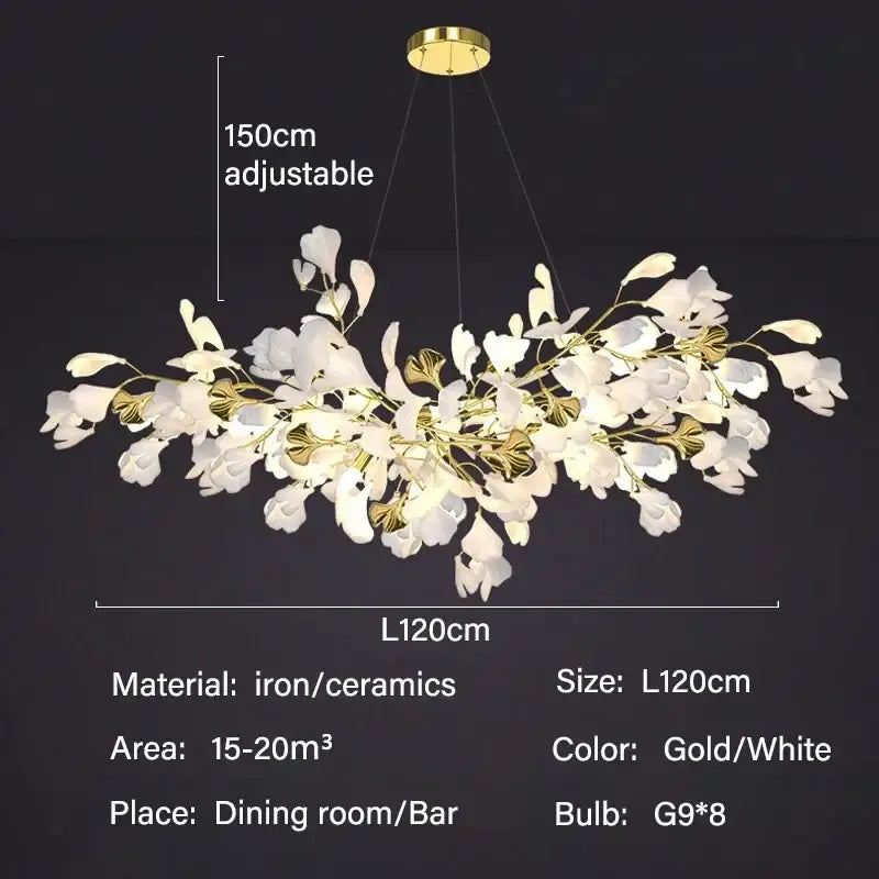 DecorBites™ Modern Ginkgo Leaf LED Chandelier Dining Room Lighting