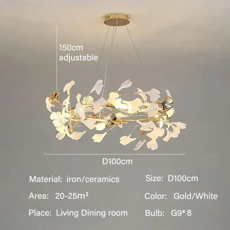 DecorBites™ Modern Ginkgo Leaf LED Chandelier Dining Room Lighting