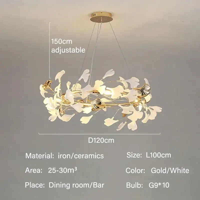 DecorBites™ Modern Ginkgo Leaf LED Chandelier Dining Room Lighting