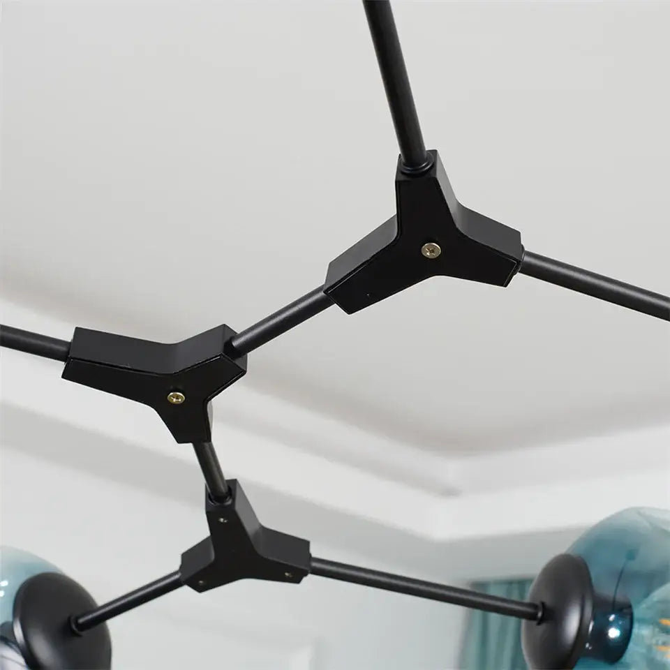 DecorBites™ Modern Glass Ball Pendant Chandelier - Black Gold