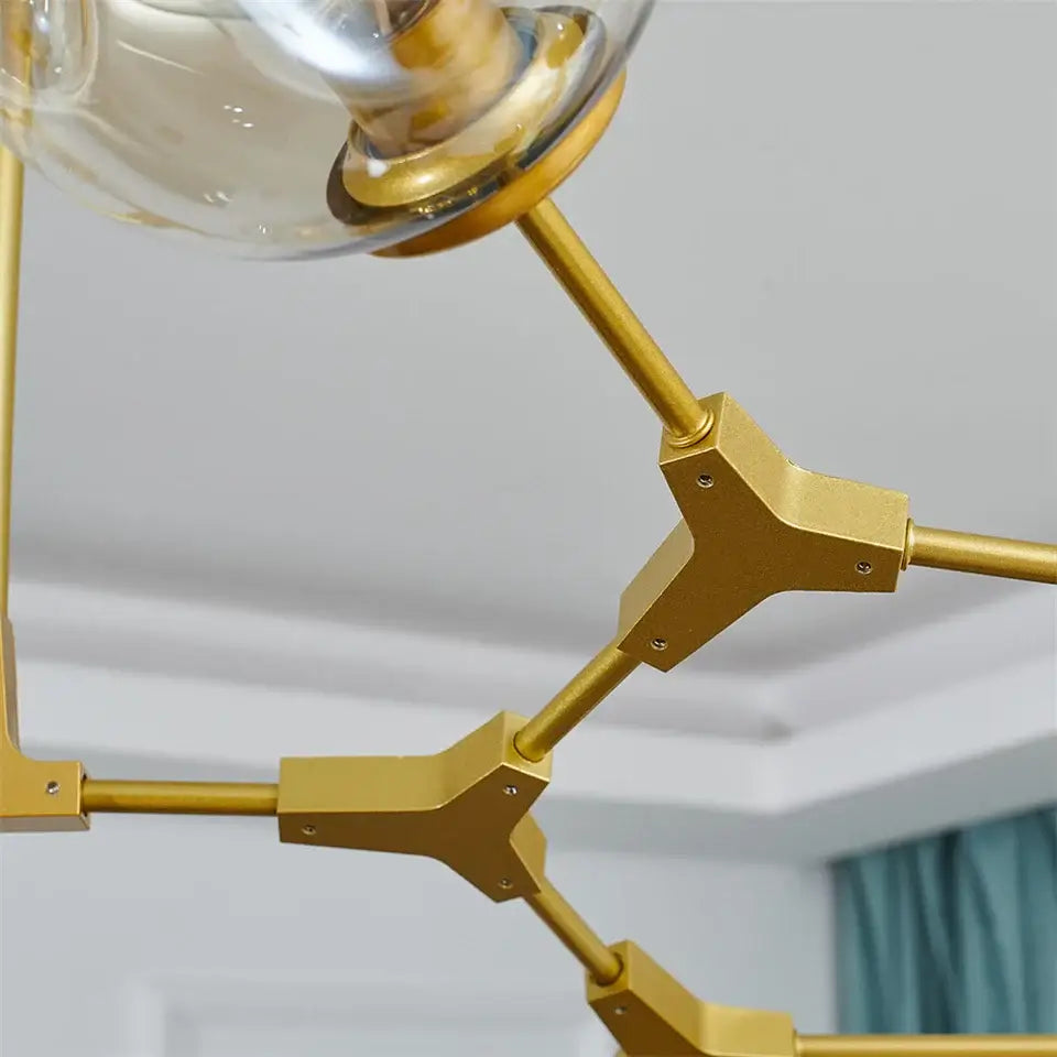 DecorBites™ Modern Glass Ball Pendant Chandelier - Black Gold