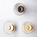 DecorBites™ modern glass led wall light with frosted glass shades and gold-toned circular accents in a set of three