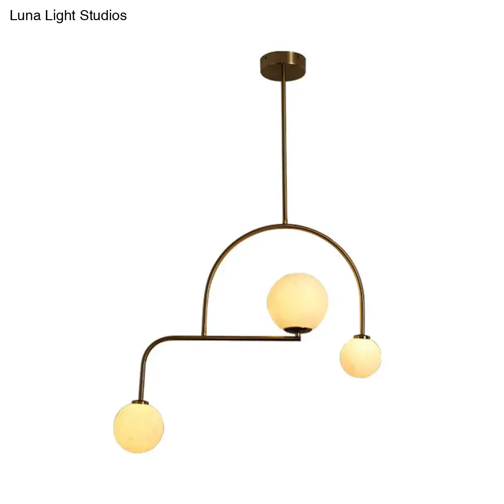 DecorBites™ Modern Global Bedroom Chandelier - White/Yellow Frosted Glass, LED Hanging Light Kit - 3 Bulbs