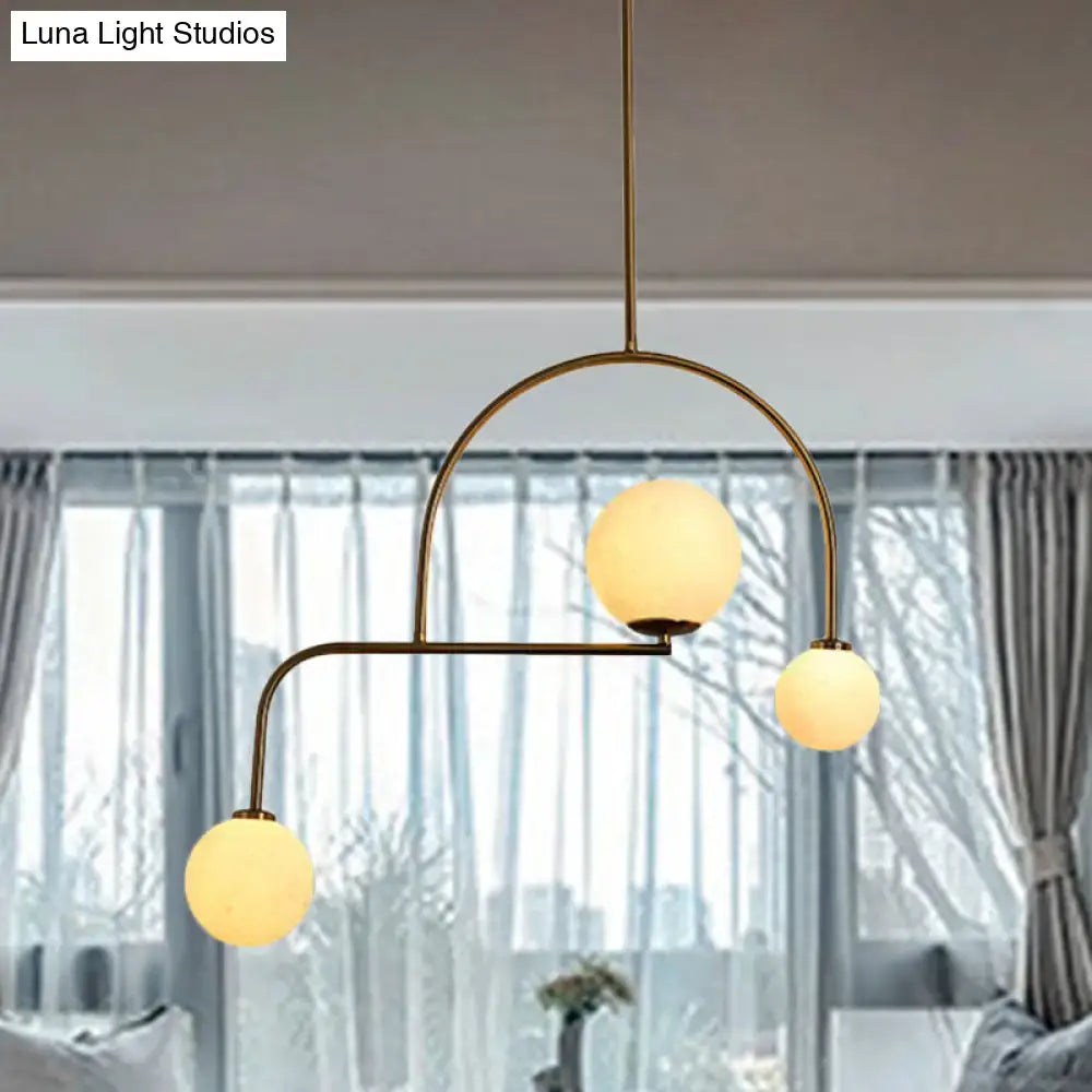 DecorBites™ Modern Global Bedroom Chandelier - White/Yellow Frosted Glass, LED Hanging Light Kit - 3 Bulbs