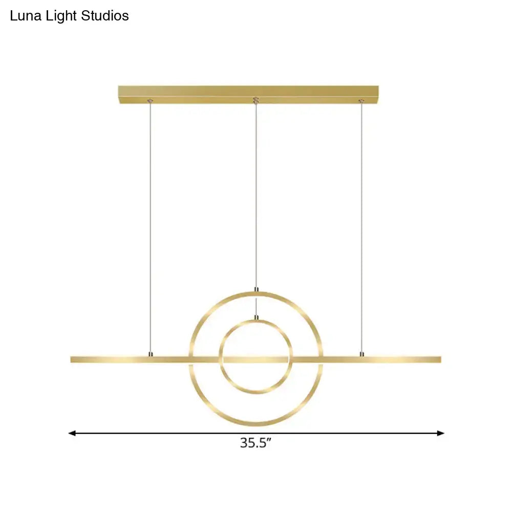DecorBites™ Modern Gold 2-Ring LED Island Pendant Lamp with Warm/White Light - Perfect for Dining Room