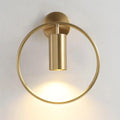 DecorBites™ modern black gold wall sconce with brass-finished circular base and cylindrical wall lamp fixture