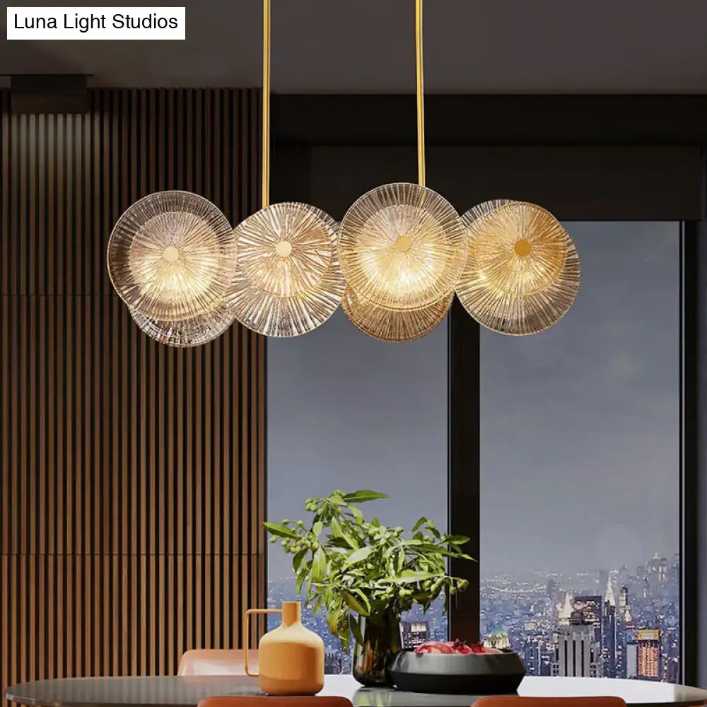 DecorBites™ Modern Gold Finish Pendant Light with Prismatic Glass Shade - 8 Bulbs, Ideal for Dining Room or Kitchen Island