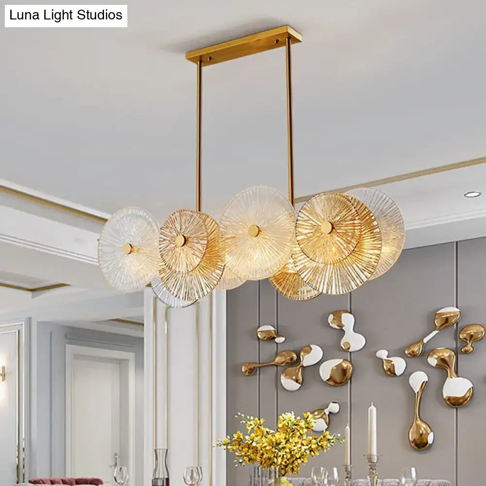 DecorBites™ Modern Gold Finish Pendant Light with Prismatic Glass Shade - 8 Bulbs, Ideal for Dining Room or Kitchen Island