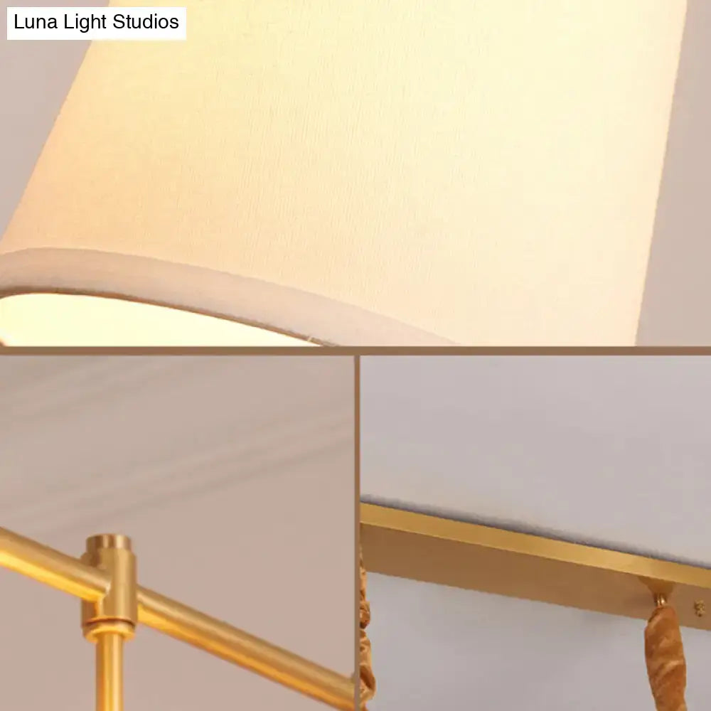 DecorBites™ Modern Gold Island Chandelier Light - Fabric Empire Shade Suspension Lighting with 3 Bulbs