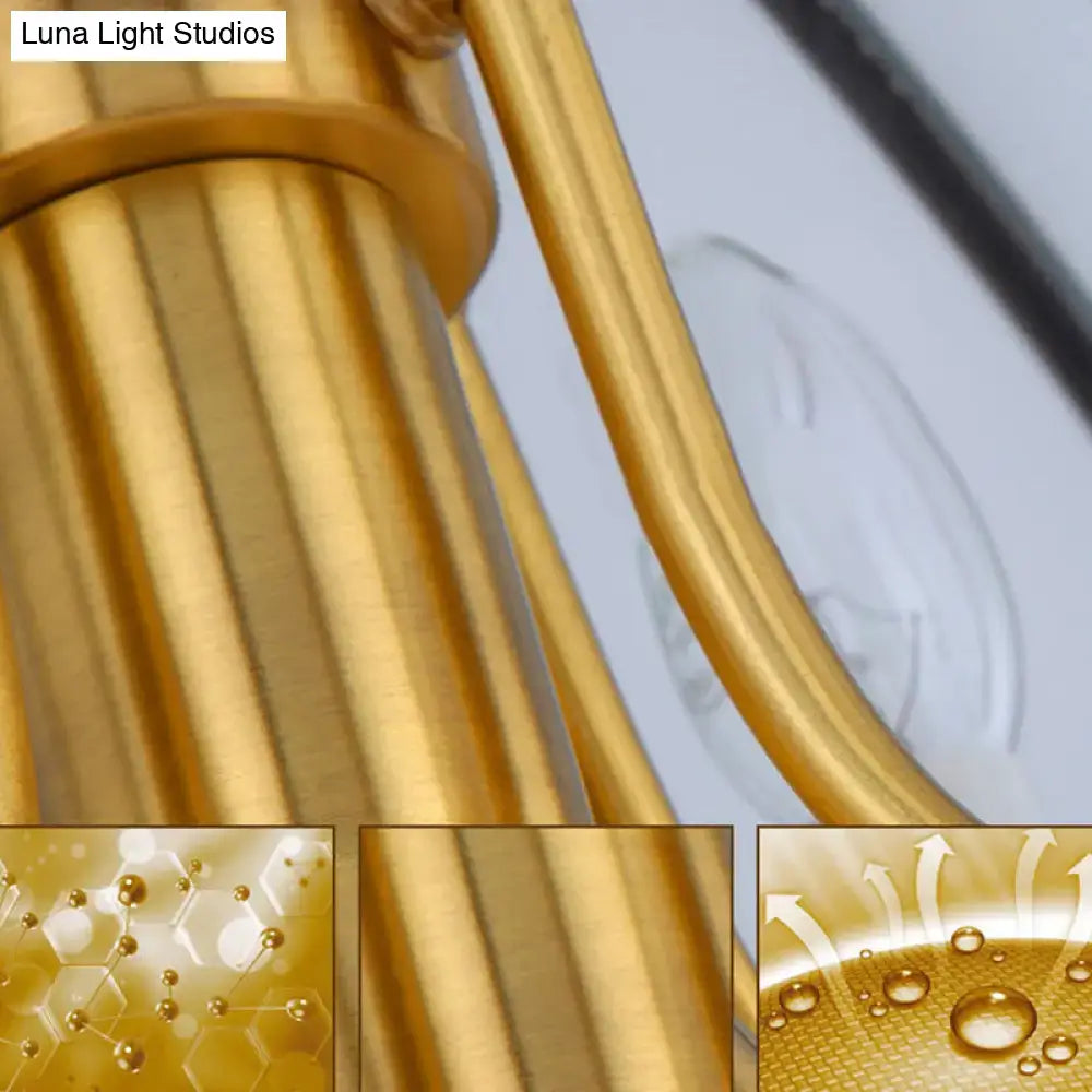 DecorBites™ Modern Gold Island Chandelier Light - Fabric Empire Shade Suspension Lighting with 3 Bulbs