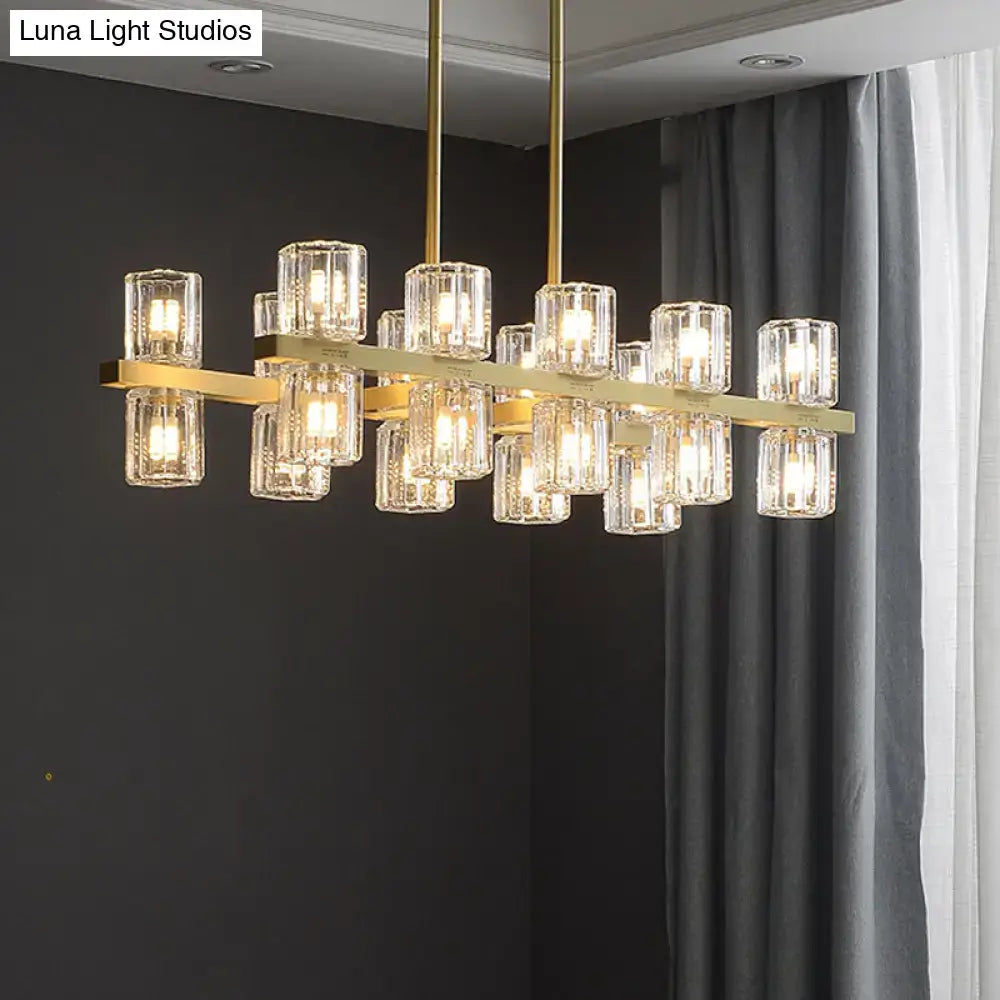 Plafonnier suspendu cylindrique moderne en cristal DecorBites™ avec 10/20 lumières pour tables de salle à manger