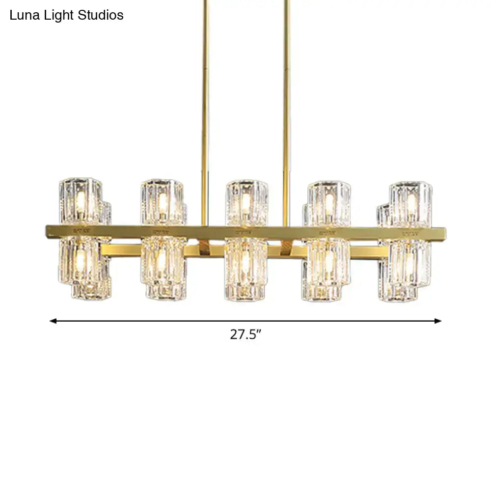 Plafonnier suspendu cylindrique moderne en cristal DecorBites™ avec 10/20 lumières pour tables de salle à manger