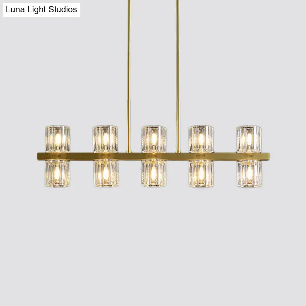 Plafonnier suspendu cylindrique moderne en cristal DecorBites™ avec 10/20 lumières pour tables de salle à manger
