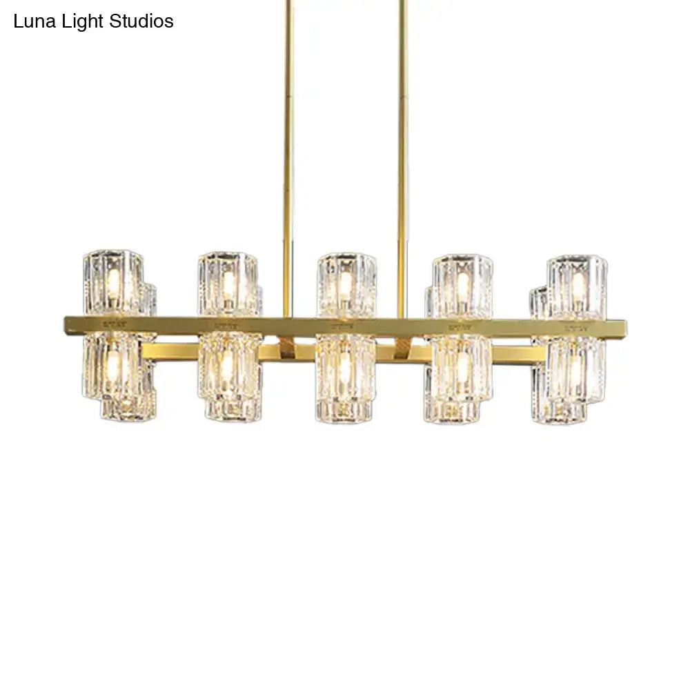 Plafonnier suspendu cylindrique moderne en cristal DecorBites™ avec 10/20 lumières pour tables de salle à manger