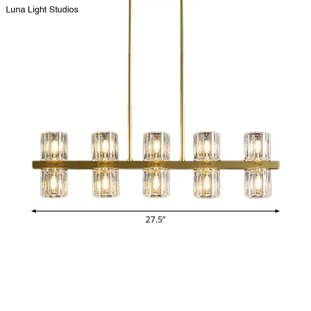 Plafonnier suspendu cylindrique moderne en cristal DecorBites™ avec 10/20 lumières pour tables de salle à manger