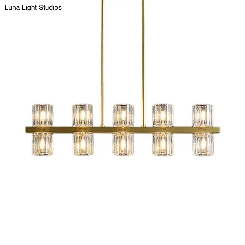 Plafonnier suspendu cylindrique moderne en cristal DecorBites™ avec 10/20 lumières pour tables de salle à manger
