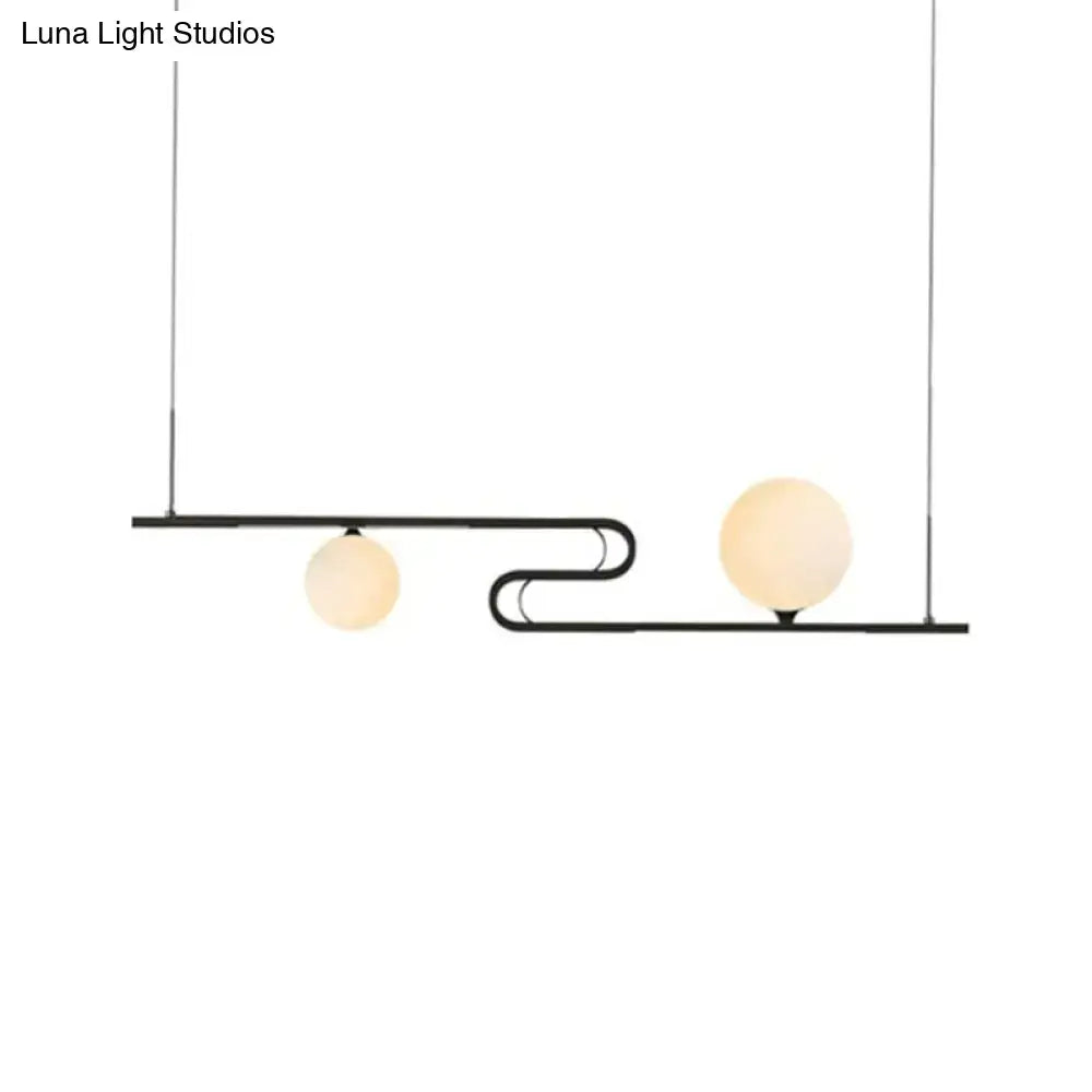 DecorBites™ Modern Hanging Chandelier with Milky Glass and Folding Line Design in Black for Dining Hall Island - Simplicity Modo