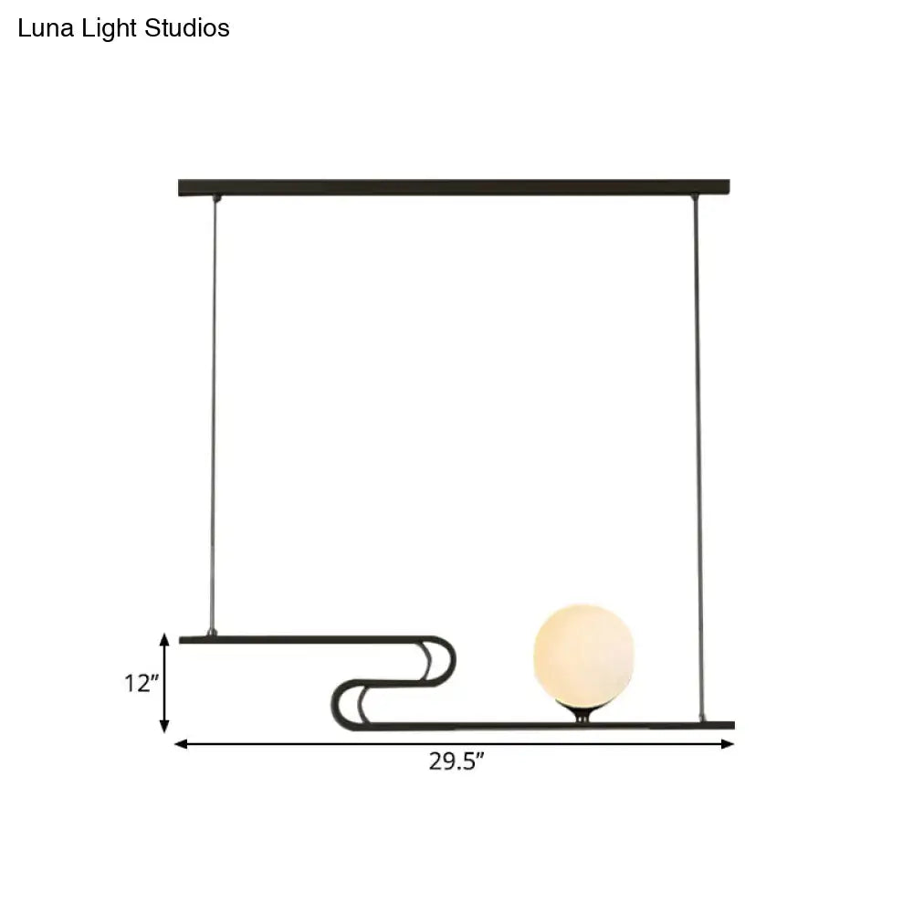 DecorBites™ Modern Hanging Chandelier with Milky Glass and Folding Line Design in Black for Dining Hall Island - Simplicity Modo