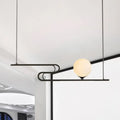DecorBites™ Modern Hanging Chandelier with Milky Glass and Folding Line Design in Black for Dining Hall Island - Simplicity Modo