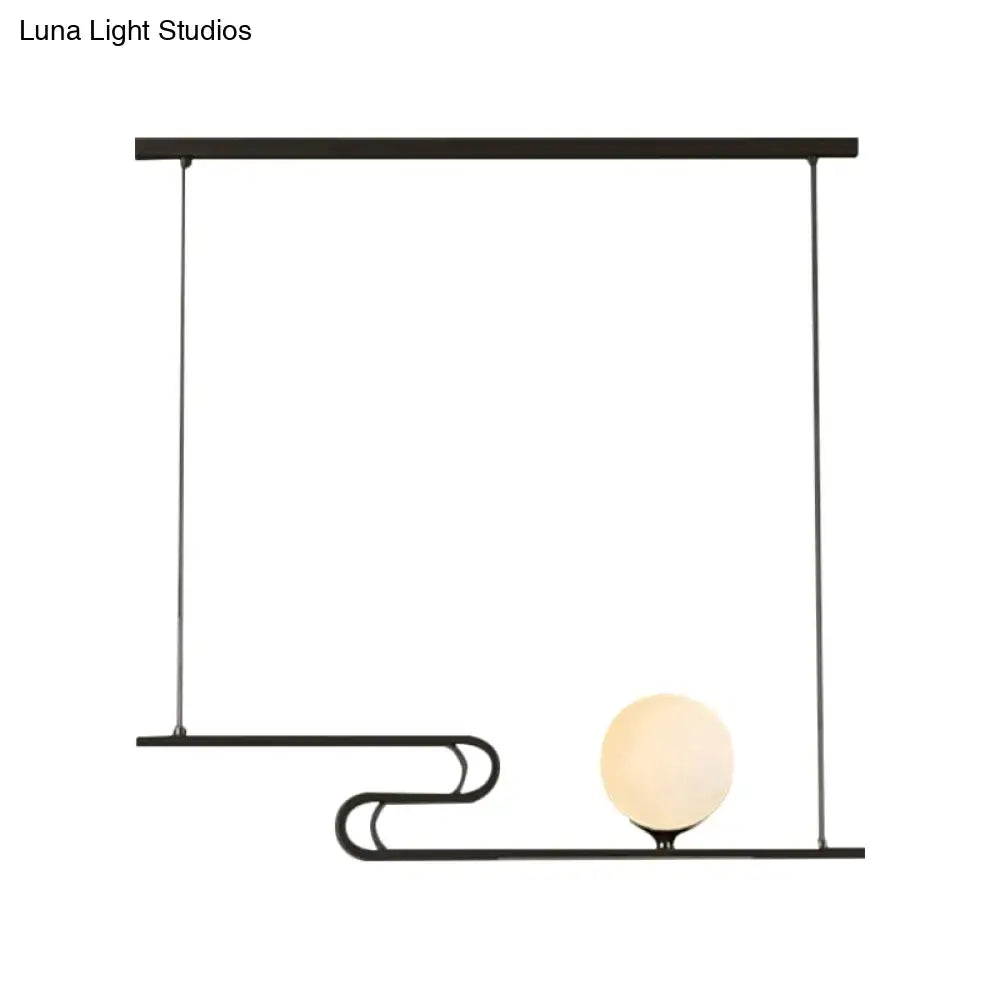 DecorBites™ Modern Hanging Chandelier with Milky Glass and Folding Line Design in Black for Dining Hall Island - Simplicity Modo