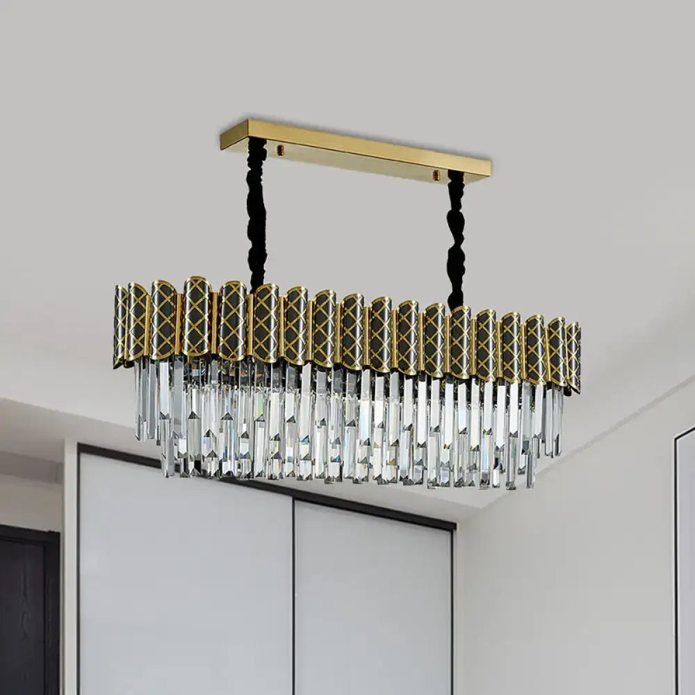 DecorBites™ Modern Hanging Crystal Pendant Light with 10 Black-Gold Icicle-shaped Heads for Island Ceilings
