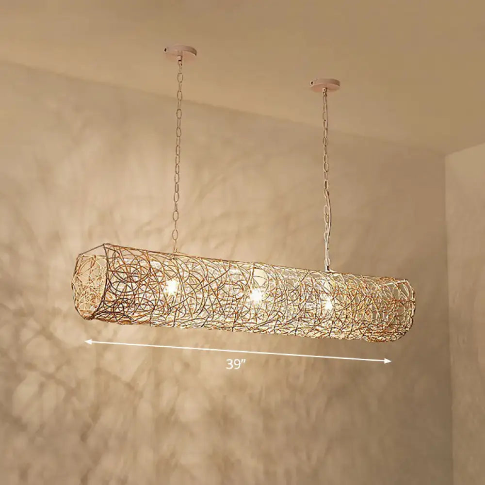 DecorBites™ Modern Hanging Rattan Ceiling Light with 3 Bulbs for Tea Room Island