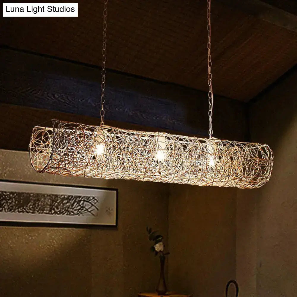 DecorBites™ Modern Hanging Rattan Ceiling Light with 3 Bulbs for Tea Room Island