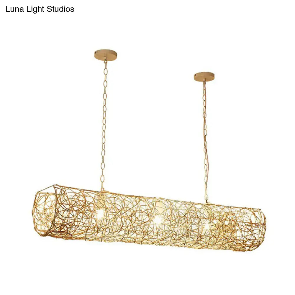 DecorBites™ Modern Hanging Rattan Ceiling Light with 3 Bulbs for Tea Room Island