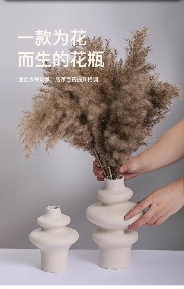 DecorBites™ Modern Ins Style White Ceramic Spiral Vase