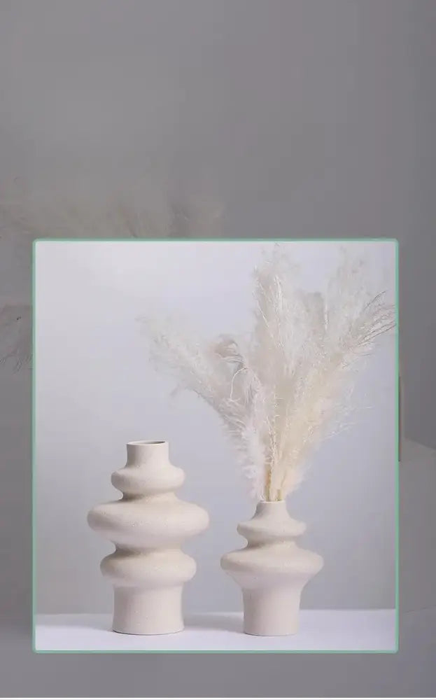 DecorBites™ Modern Ins Style White Ceramic Spiral Vase