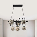DecorBites™ Modern Island Pendant Light with Smoke Gray Orb Glass Shade - Black Metal, LED Bulbs - Ideal for Dining Room