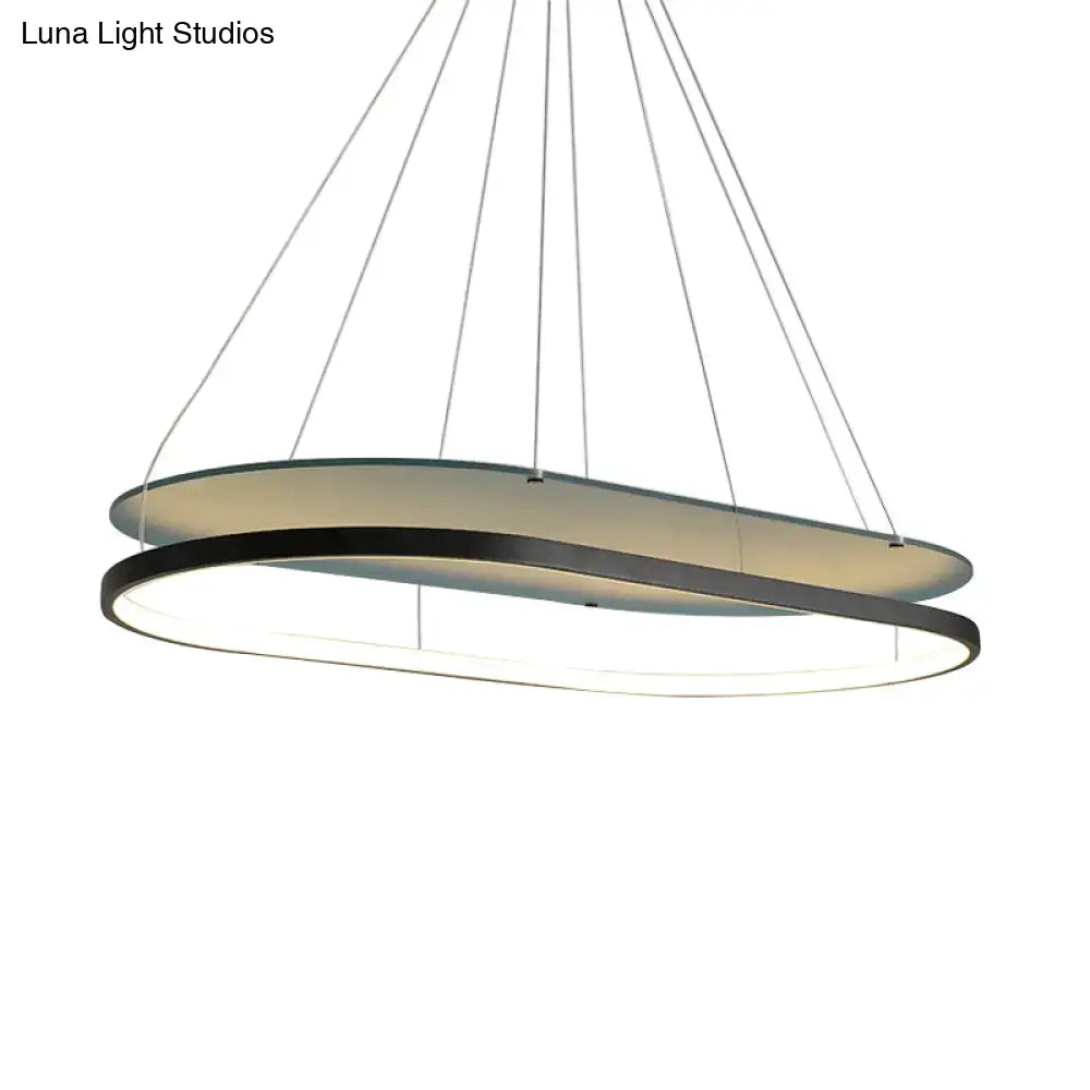 DecorBites™ Modern LED Acrylic Dual Oval Pendant Chandelier - Black/Gold Ceiling Fixture for Dining Room