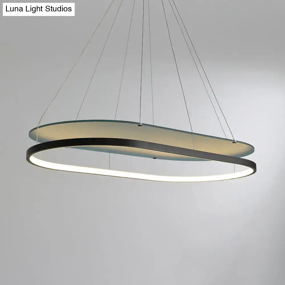 DecorBites™ Modern LED Acrylic Dual Oval Pendant Chandelier - Black/Gold Ceiling Fixture for Dining Room