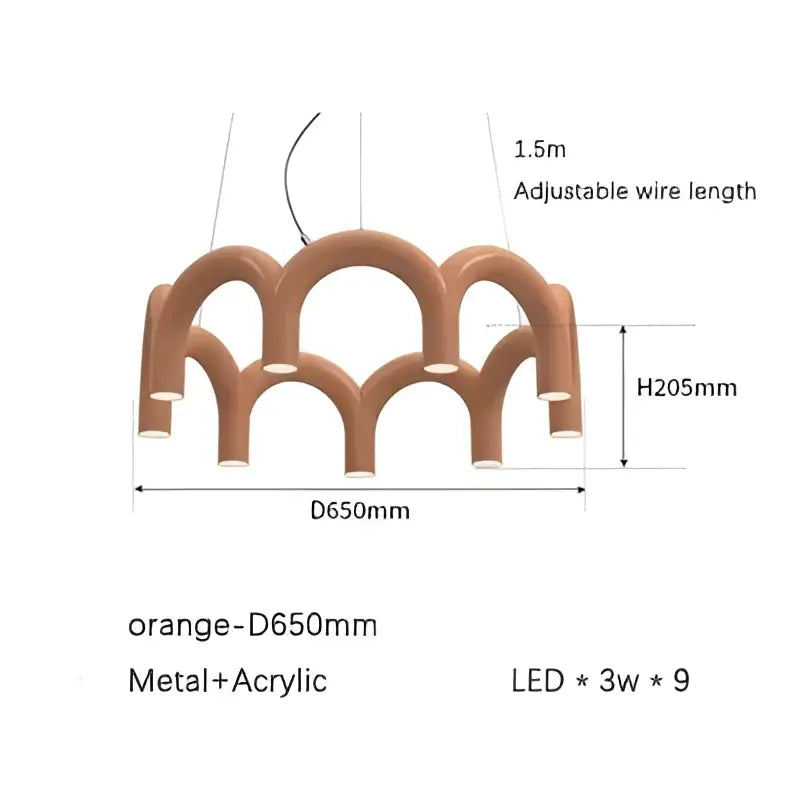 DecorBites™ Modern LED Arch Chandelier in Black/White/Orange/Blue