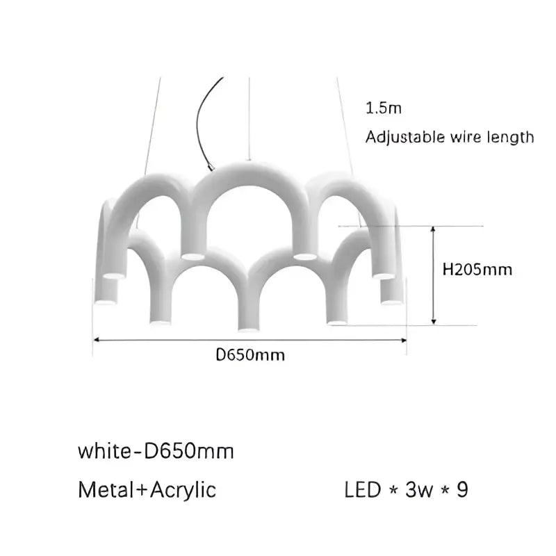 DecorBites™ Modern LED Arch Chandelier in Black/White/Orange/Blue