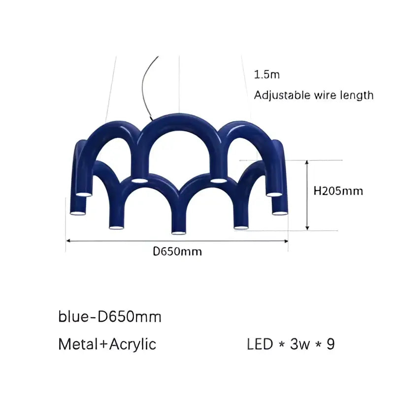 DecorBites™ Modern LED Arch Chandelier in Black/White/Orange/Blue
