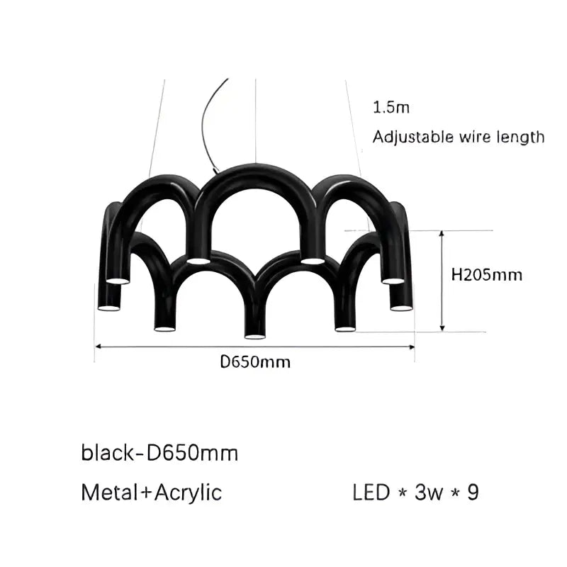 DecorBites™ Modern LED Arch Chandelier in Black/White/Orange/Blue