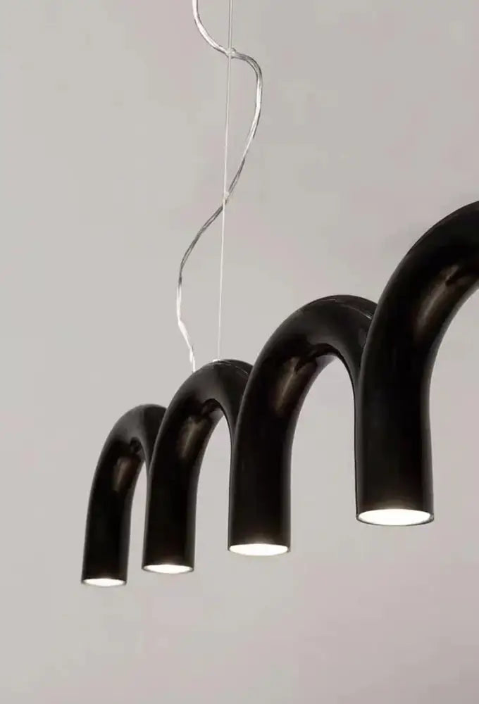 DecorBites™ Modern LED Arch Chandelier in Black/White/Orange/Blue