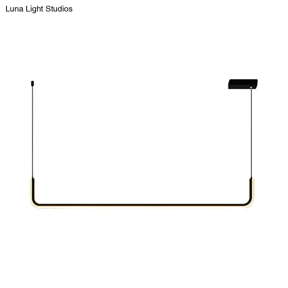 DecorBites™ Modern LED Black Island Hanging Lamp Kit - Sleek Metal Half Rectangle Design with Adjustable Warm/White Lighting
