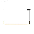 Minimalist black metal half rectangle hanging lamp kit with brass accents and adjustable warm white lighting