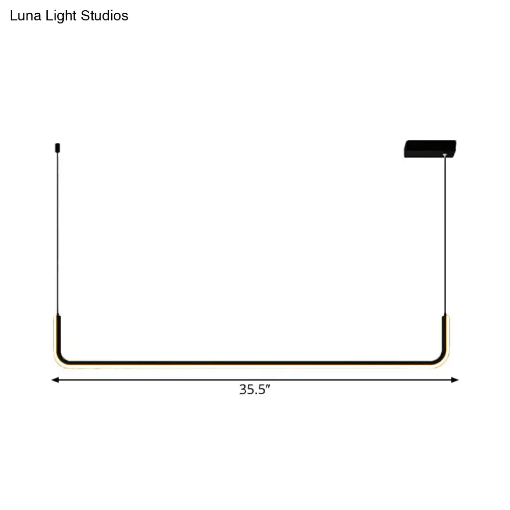 DecorBites™ Modern LED Black Island Hanging Lamp Kit - Sleek Metal Half Rectangle Design with Adjustable Warm/White Lighting
