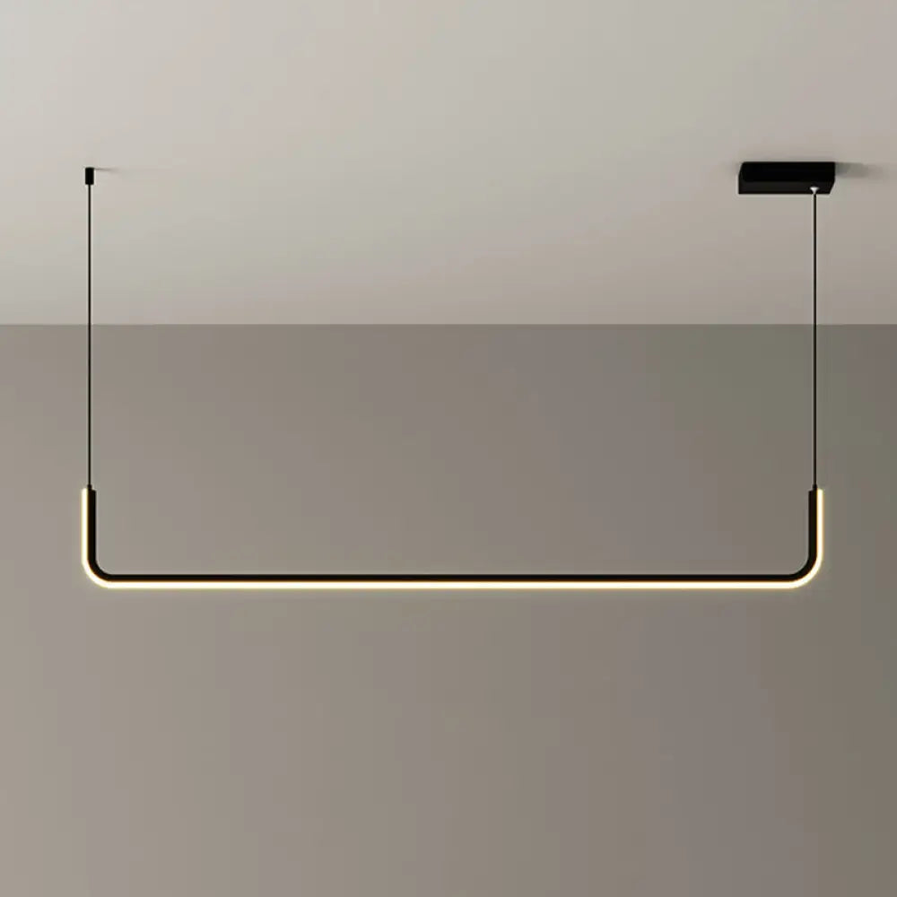 DecorBites™ Modern LED Black Island Hanging Lamp Kit - Sleek Metal Half Rectangle Design with Adjustable Warm/White Lighting