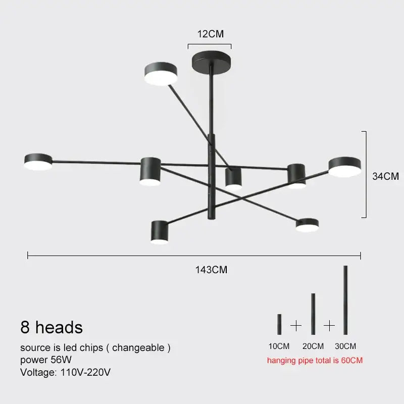 DecorBites™ Modern LED Chandelier - Gold Black - Living Room - Bedroom