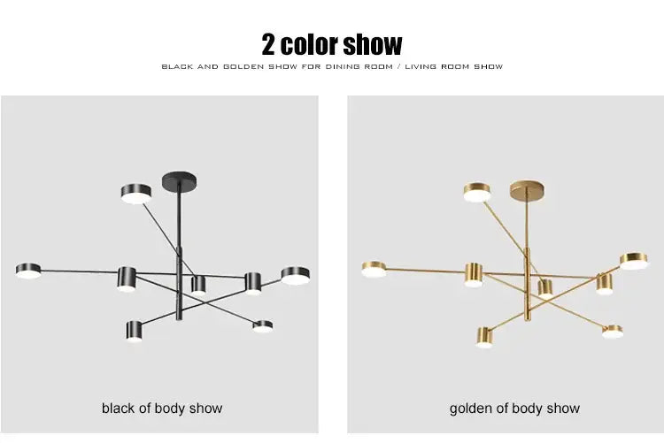 DecorBites™ Modern LED Chandelier - Gold Black - Living Room - Bedroom