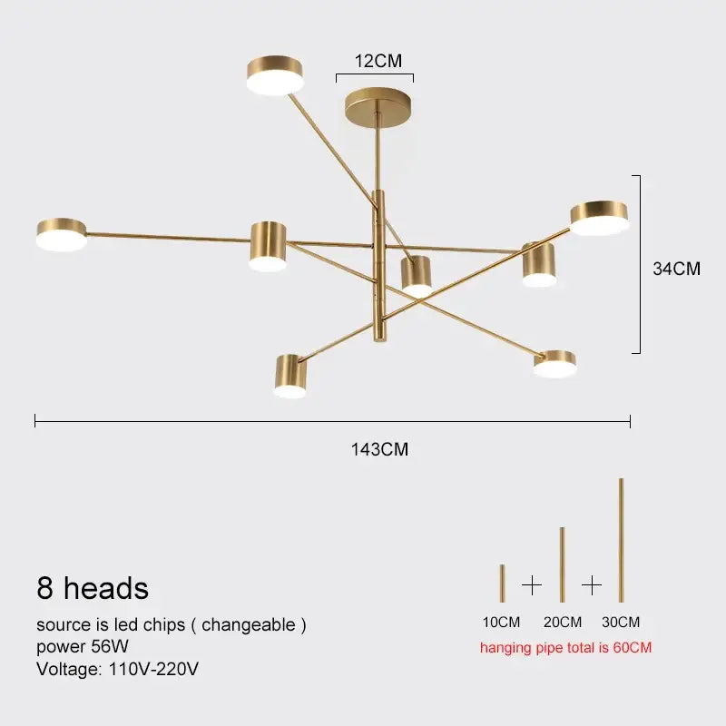 DecorBites™ Modern LED Chandelier - Gold Black - Living Room - Bedroom