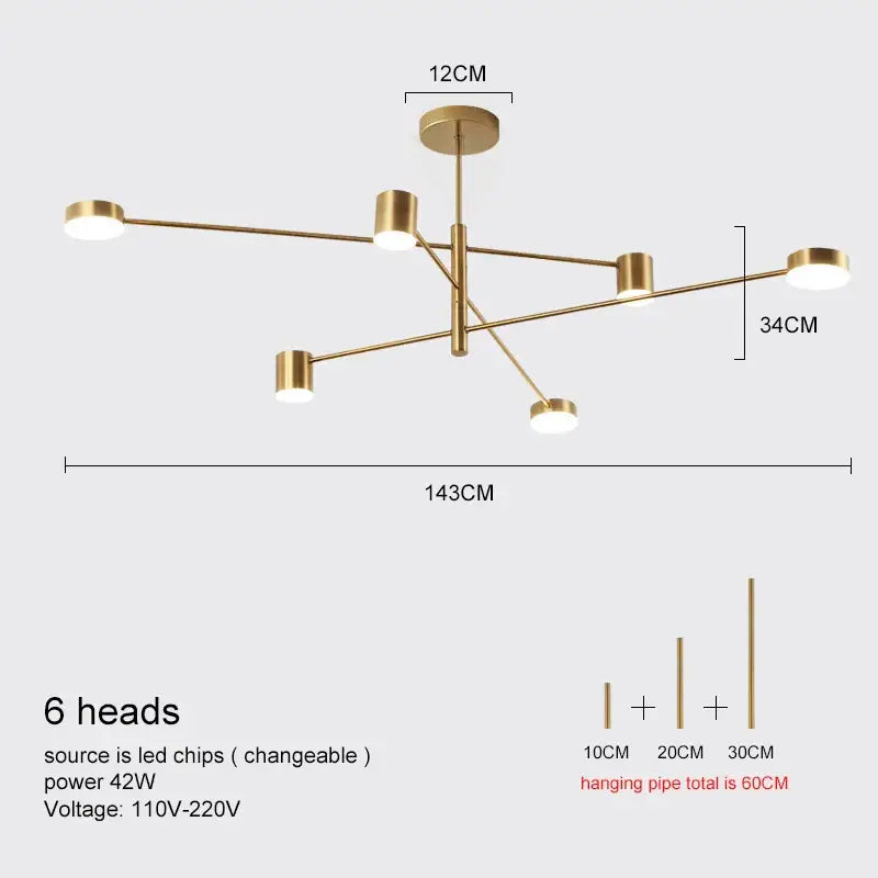 DecorBites™ Modern LED Chandelier - Gold Black - Living Room - Bedroom