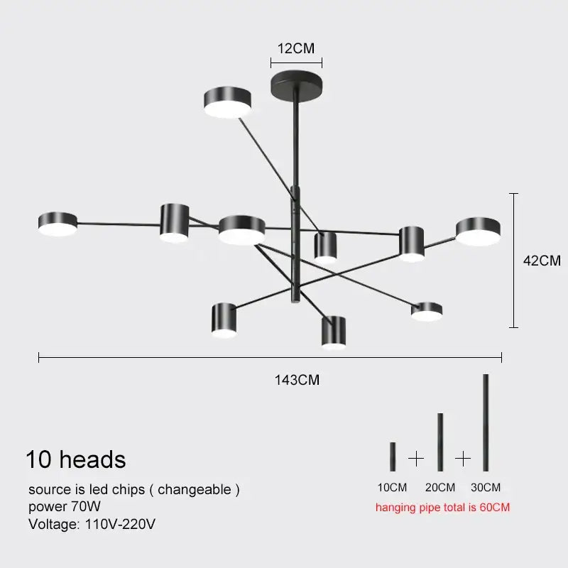 DecorBites™ Modern LED Chandelier - Gold Black - Living Room - Bedroom